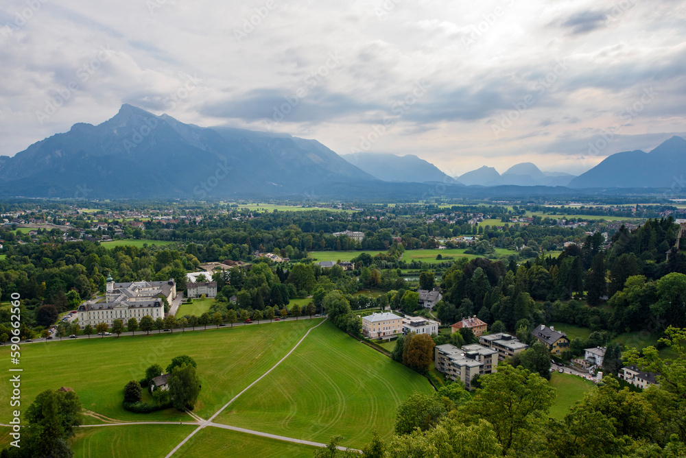 View of Salzburg and Berchtesgaden Alps View of Salzburg and Berchtesgaden Alps