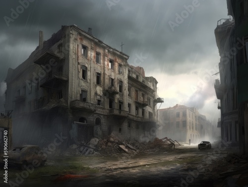 Ruined city by war