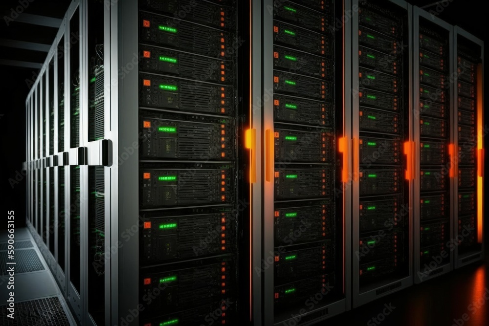Modern Data center with computer servers. AI generated, human enhanced. Modern Data center with computer servers. AI generated, human enhanced.