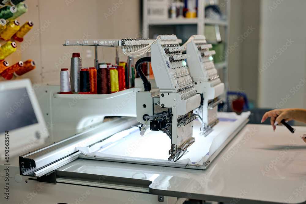 empty room, clothing manufacturing factory. sewing department, tailors' sewing studio, sewing school, clothing manufacturing, sewing industry. no people