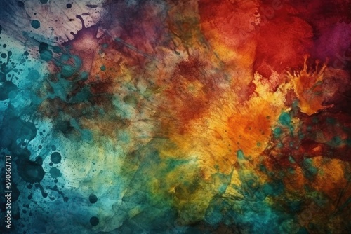 vibrant and abstract painting with colorful paint splatters. Generative AI