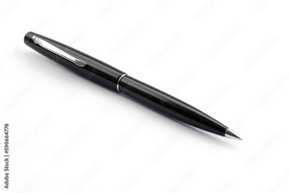 Sleek Pen Resting Gracefully on Pristine White Background - Generative Ai Sleek Pen Resting Gracefully on Pristine White Background - Generative Ai