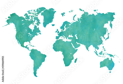 watercolor world map. isolated on white background.