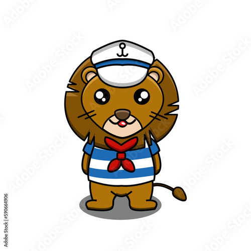 cute vector illustration of a sailor lion