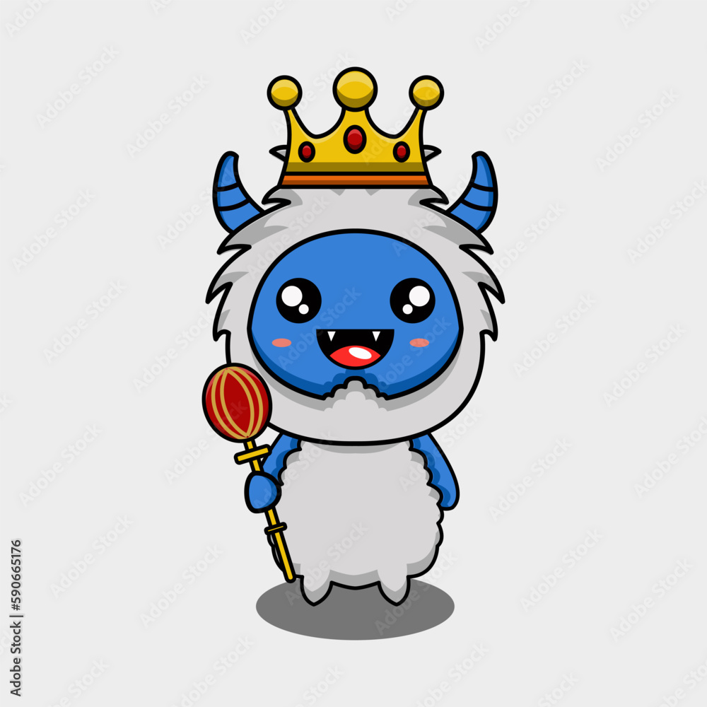 cute vector illustration of yeti king