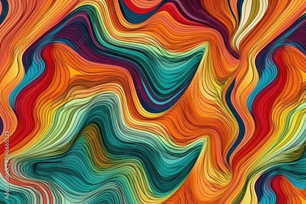 colorful wavy lines in a dynamic background. Generative AI