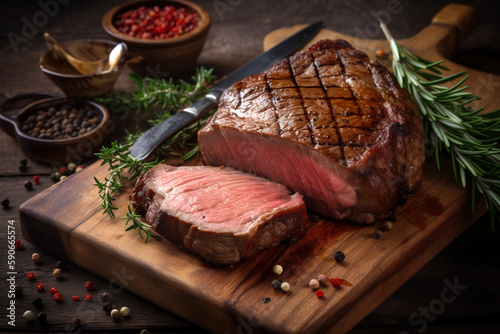 Food Meat, Steak, Roast Grilled, Made Using Generative Ai