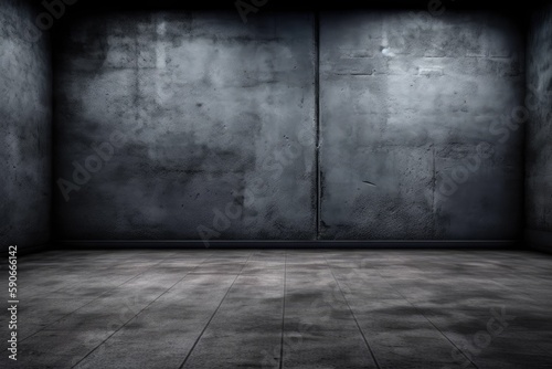 an empty room with minimalistic concrete design. Generative AI