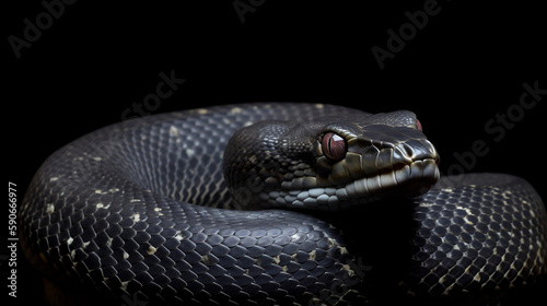 Boa constrictor with a black background, beautiful patterns