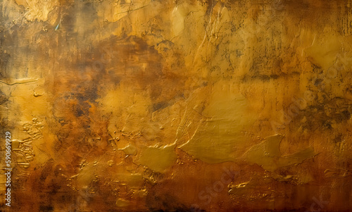 Gold copper metallic texture, gold leaf. Generative AI. 