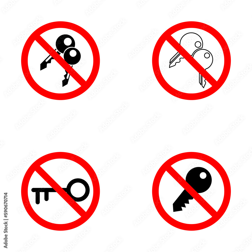 Key is prohibited. No key icon set vector illustration on white background..eps Key is prohibited. No key icon set vector illustration on white background..eps