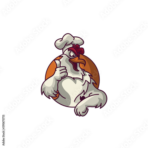 Chicken mascot logo vector For restaurant