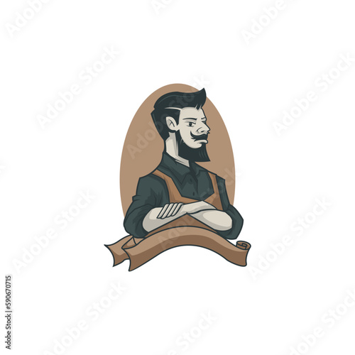 Barber mascot logo vector for barbershop