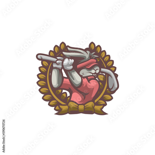 Golf-themed bunny logo mascot vector