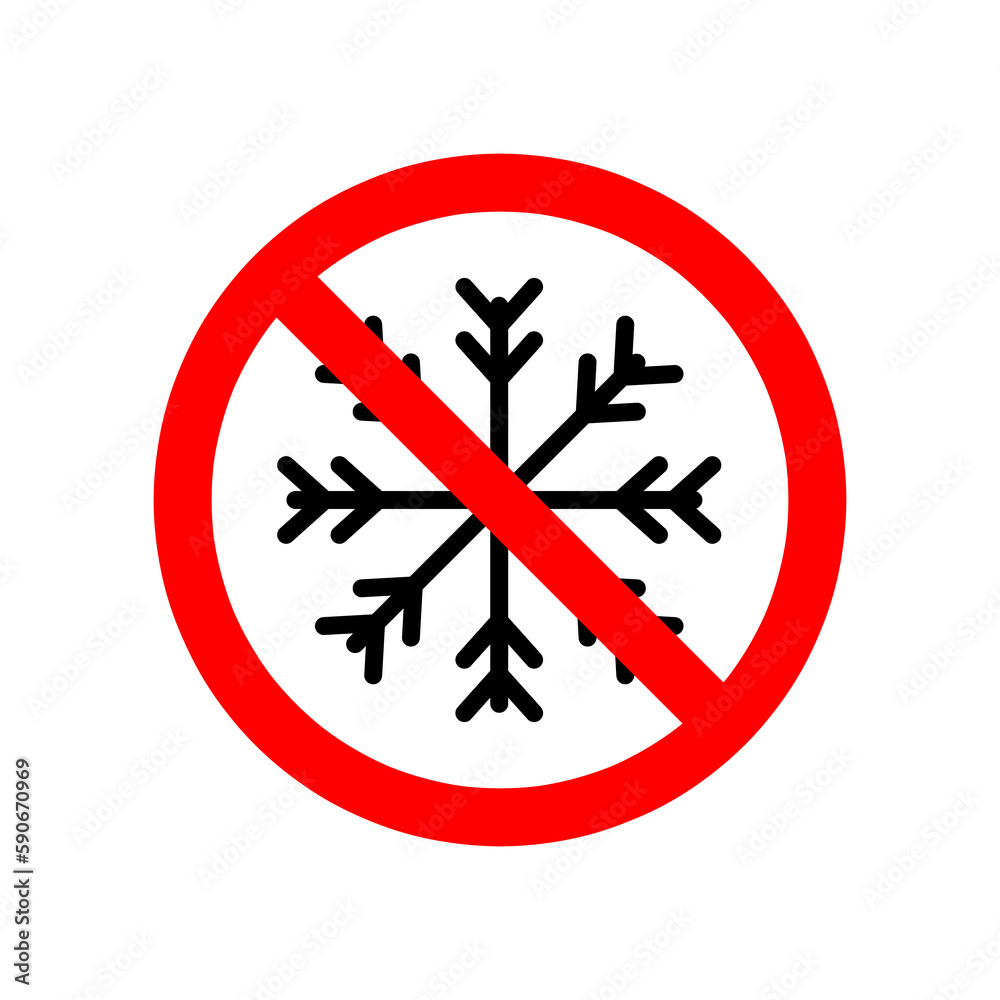 Stop or ban red round sign with snowflake icon. Vector illustration. Forbidden sign on white ..eps Stop or ban red round sign with snowflake icon. Vector illustration. Forbidden sign on white ..eps