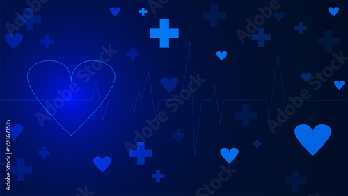 Heart healthcare with heart beat for medical technology innovation concept background design.