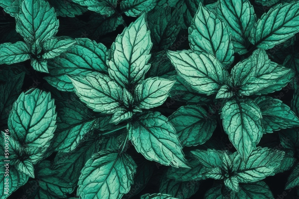 close-up green leaves. Generative AI