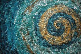 blue and yellow spiral mosaic tile design. Generative AI