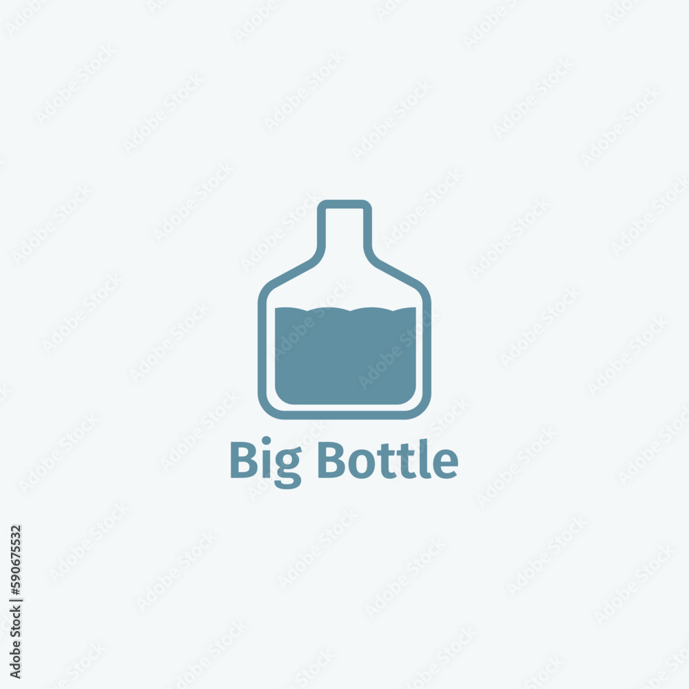 Big bottle logo filled with water. Suitable for mineral water, gallon water and other bottled water products.
