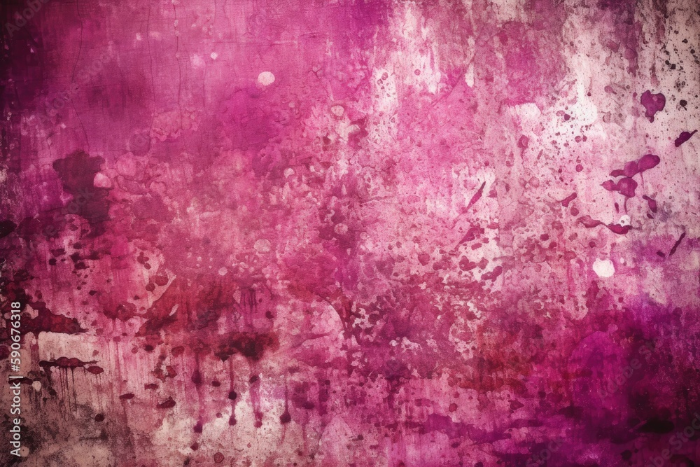 vibrant and colorful grunge wall with splatters of pink and purple paint. Generative AI