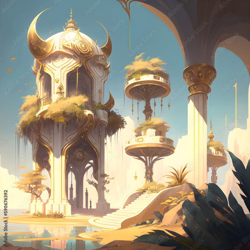 Angelarium inspired futurstic tropical island resort in the Heavenly ...