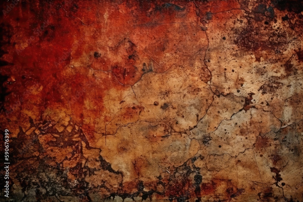 weathered wall with a distressed black and red pattern. Generative AI weathered wall with a distressed black and red pattern. Generative AI