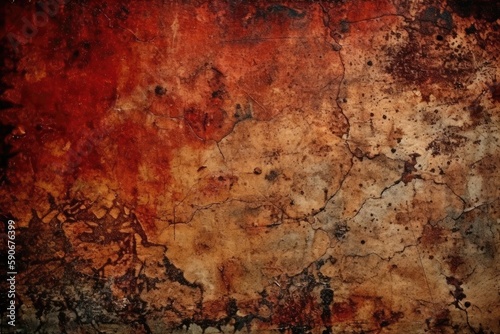 weathered wall with a distressed black and red pattern. Generative AI