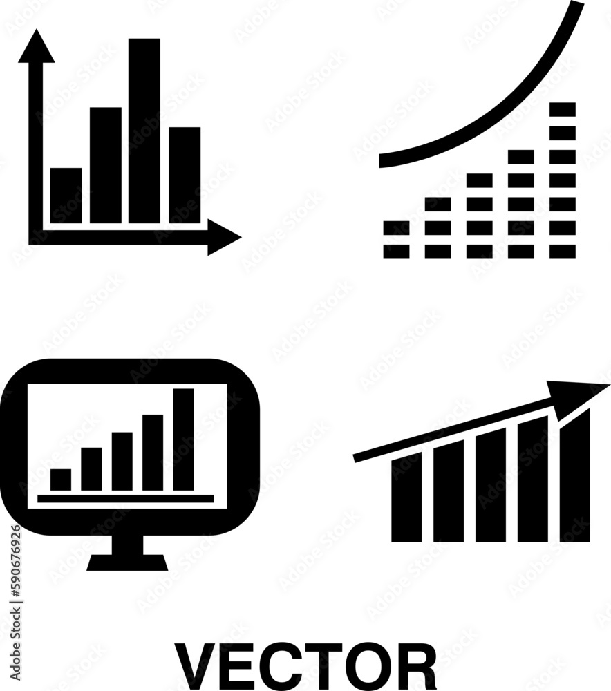 Obraz premium graph icon set. growing graph, bar chart on white background..eps