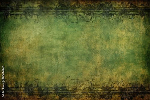 textured green background with a decorative golden frame. Generative AI