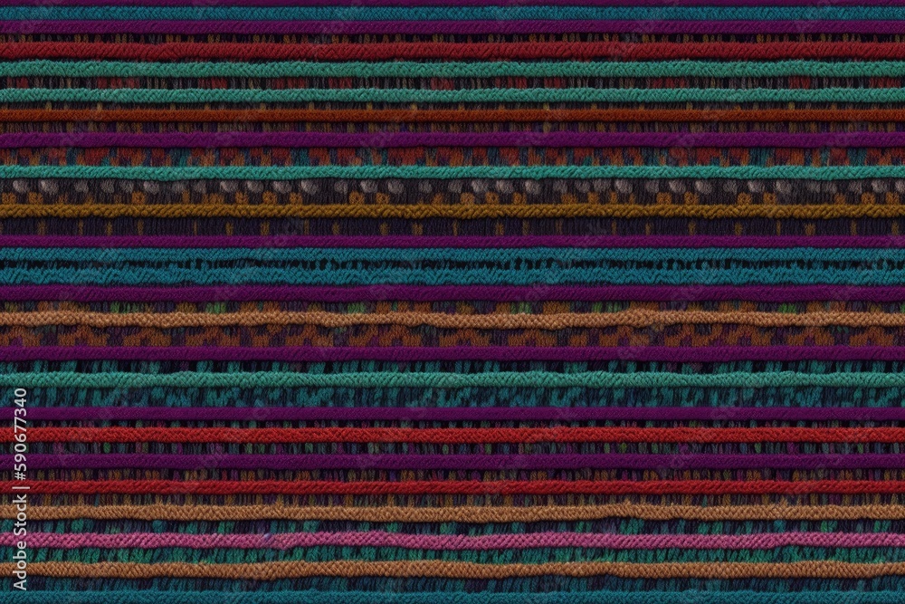 vibrant striped rug with a black background. Generative AI vibrant striped rug with a black background. Generative AI