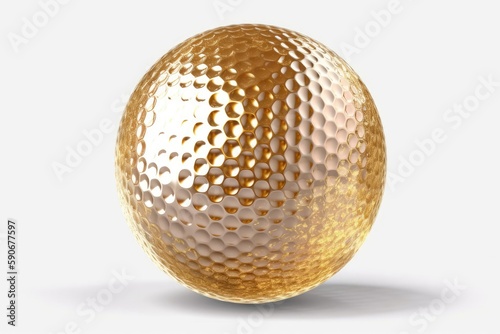 Closeup Golden Golf Ball Background Generative AI