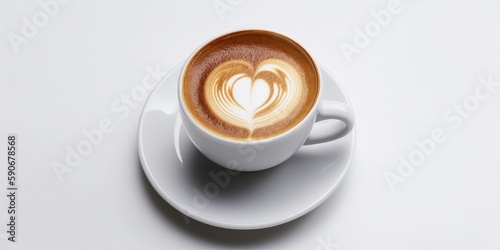 Coffee Cup with Latte Art Heart Shape for Valentine s Day - AI Generated