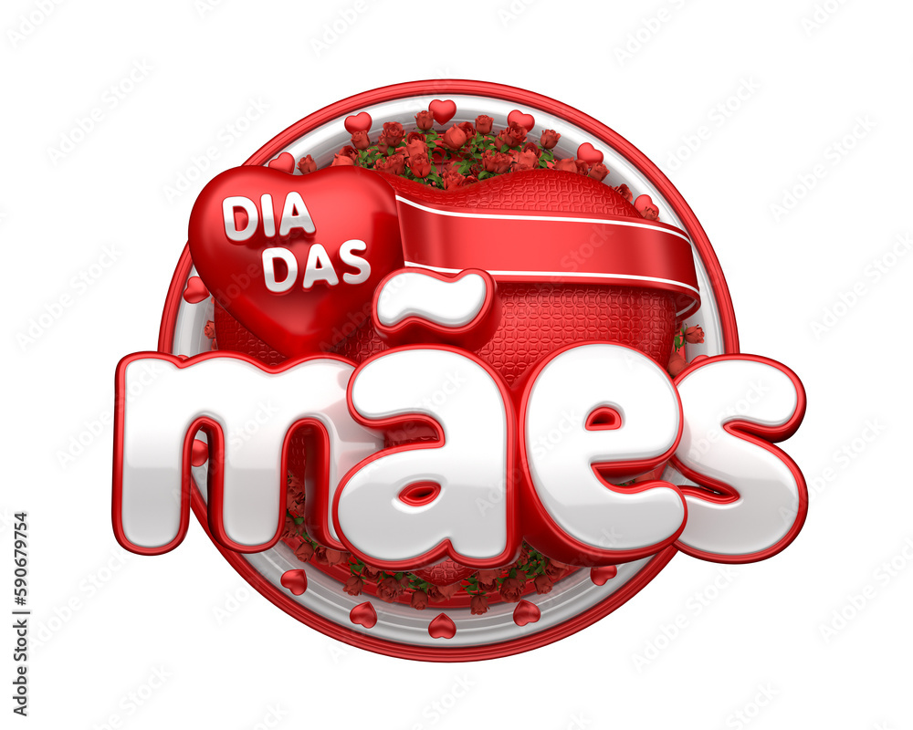 Etiqueta do dia das maes no brasil 3d render Stock Illustration Adobe