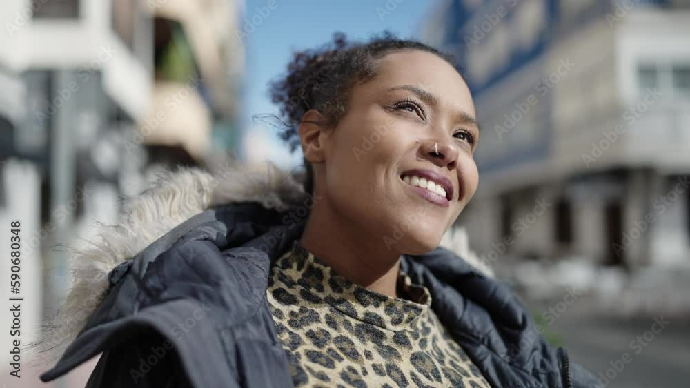 African american woman smiling confident standing at street African american woman smiling confident standing at street