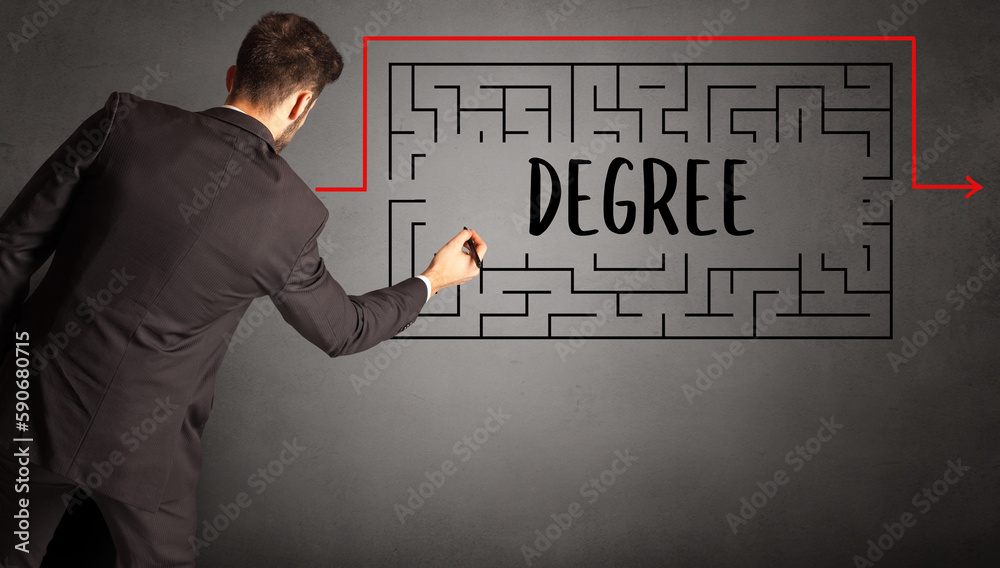 businessman drawing maze concept businessman drawing maze concept