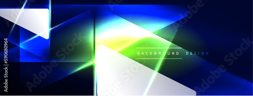 Neon lights hacking geometric background, virtual reality or artificial intelligence concept, cyberpunk geometric template for wallpaper, banner, presentation, background