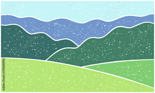 Mountain landscape background with grainy texture