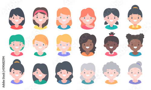 Avatar with a young face pictures of women of various nationalities