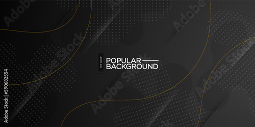 Abstract dark gray geometric gradient design layers background with dots , gold wavy lines and shadow stripes. Eps10 vector