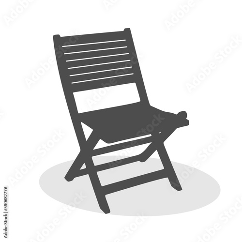 Beach chaise longue for summer rest. Wooden deck chair. Vacation accessory. Summertime relax. Relaxation equipment. Isolated on white background.