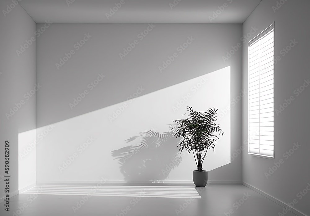 窓から光の差し込む白い部屋と植物 Generative AI 窓から光の差し込む白い部屋と植物 Generative AI