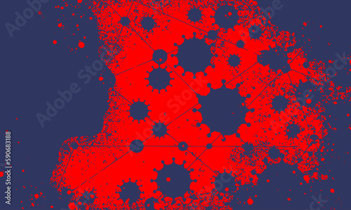 Silhouette of a man head and viruses. Health relative brochure, report or flyer design template. Scientific medical designs. Connected lines with dots. Virus outbreak concept. Grunge dots texture