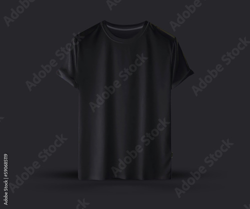 3D Rendered Black T-Shirt Image