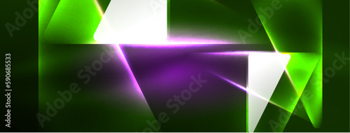 Vibrant Geometric Neon Shiny Line Background. A Bold and Stunning Display of Shapes  Lines  Colors  and Glow  Perfect for Futuristic Modern Designs  Hi-tech Presentations  Technology Web Pages