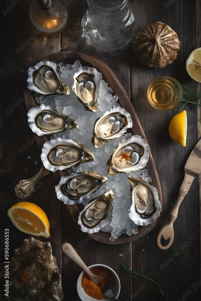 Oysters sea food. Generative AI Oysters sea food. Generative AI