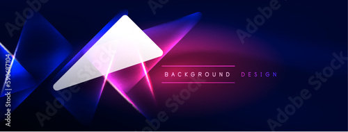 Neon lights hacking geometric background  virtual reality or artificial intelligence concept  cyberpunk geometric template for wallpaper  banner  presentation  background