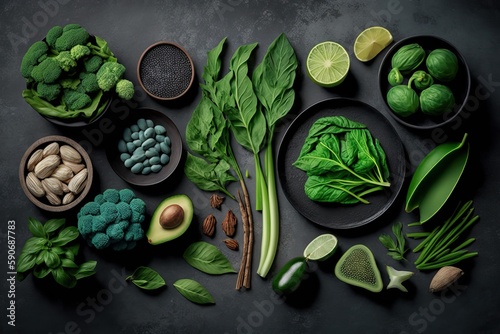 Healthy Green food clean eating selection (Ai generated)