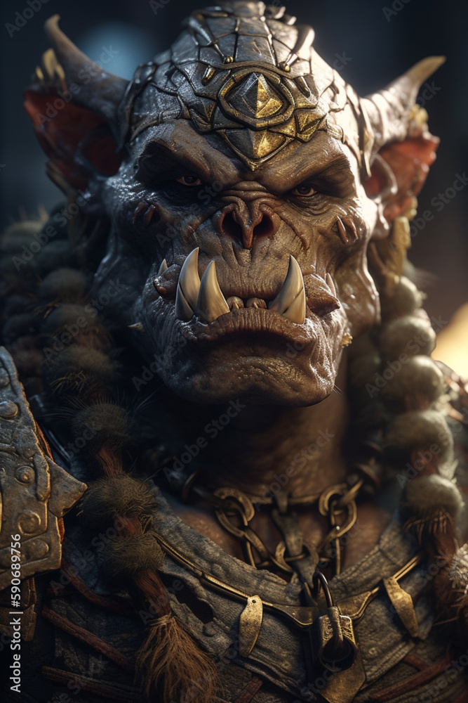 Close-up portrait of a scary monster in a dark forest. Generative ai Close-up portrait of a scary monster in a dark forest. Generative ai