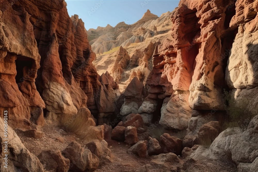 Canyon Landscape: Textured Rock Formation in Focus (Ai generated)