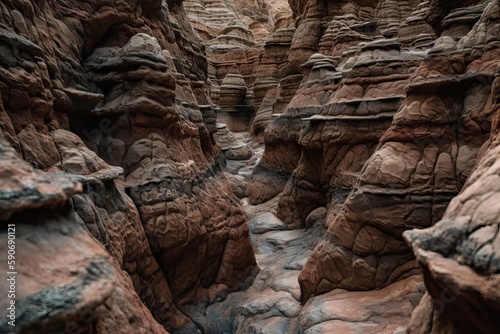 Rocky Wonder: Textured Formation in a Beautiful Canyon (Ai generated)